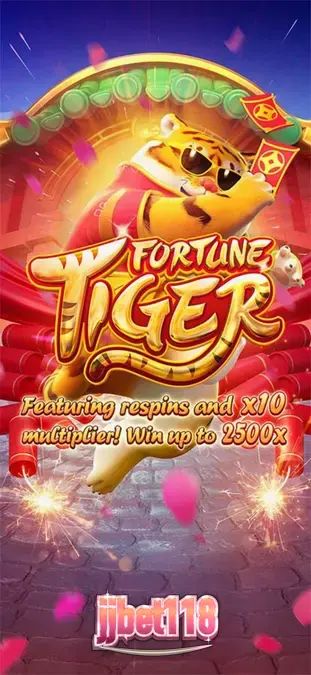 Tampilan visual slot Fortune Tiger dengan harimau emas dan simbol keberuntungan
